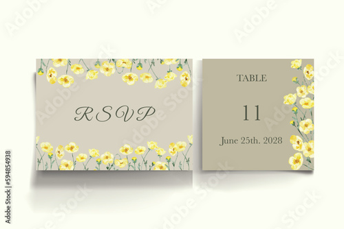 beautiful watercolor buttercup flower wedding invitation