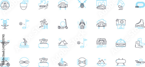 Fitness world linear icons set. Workout, Strength, Cardio, Exercise, Gym, Yoga, Pilates line vector and concept signs. Nutrition,Muscle,Health outline illustrations Generative AI