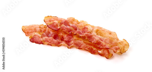 Fried pork bacon, isolated on white background. photo