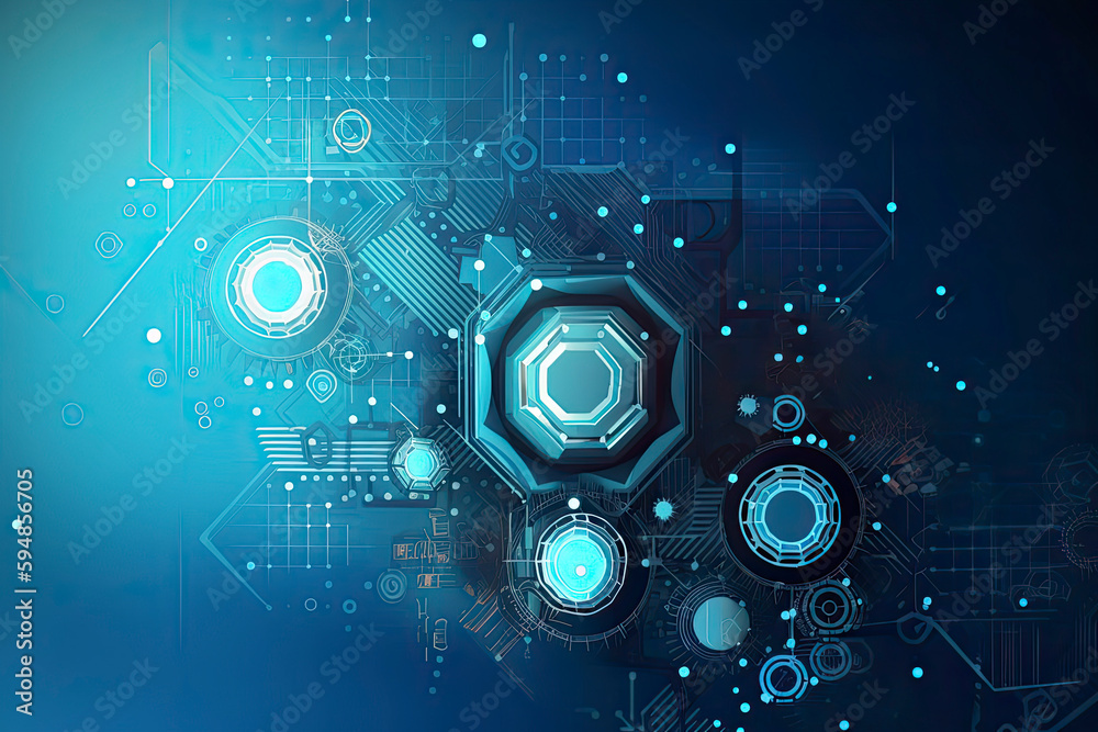 Vector illustration gear wheel, hexagons and circuit board, Hi-tech digital technology and engineering Vector illustration gear wheel, hexagons and circuit board, Hi-tech digital technology and engineering