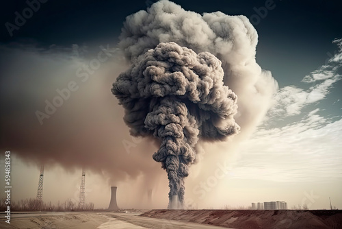 Earth with Air pollution crisis toxic sulfur smoke from coal power plant industrial carbon emit concept