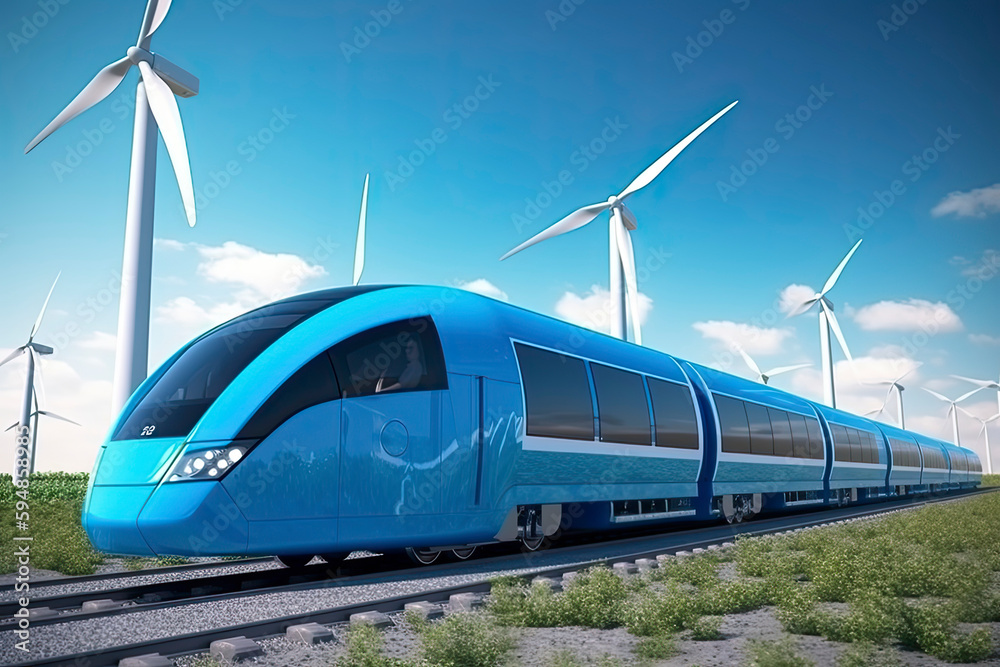 Fototapeta premium A hydrogen fuel cell train stands at the station