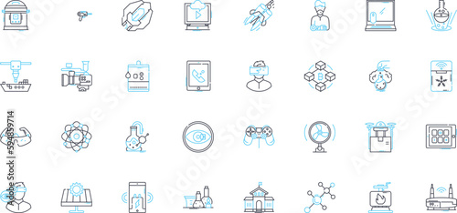 Synthetic biology linear icons set. Bioengineering, Genomics, Gene editing, Biotechnology, Microfluidics, Metabolism, Biosensors line vector and concept signs. Generative AI