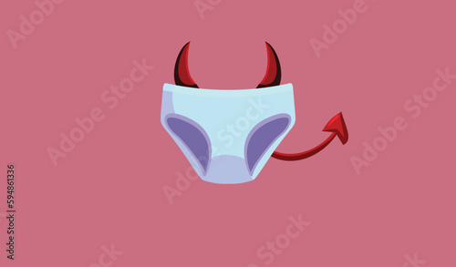 Evil Sexy Panties Symbol of Girl Demonized for Her Sexuality. Naughty girl feeling in evil or bad mood suffering PMS symptoms
 photo