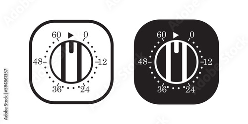 Timer Switch Elecrical Icon vector image Illustration Isolated on White Background, Black and White