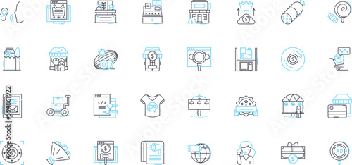 World trade linear icons set. Exports, Imports, Tariffs, Globalization, Mercantilism, Balance, Embargos line vector and concept signs. Sanctions,Trade war,Smuggling outline illustrations Generative AI