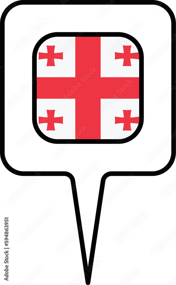 Georgia flag Map pointer icon, square design. Georgia flag Map pointer icon, square design.