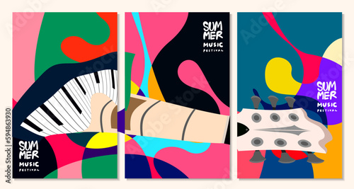 Photography Vector illustration colorful summer music festival banner