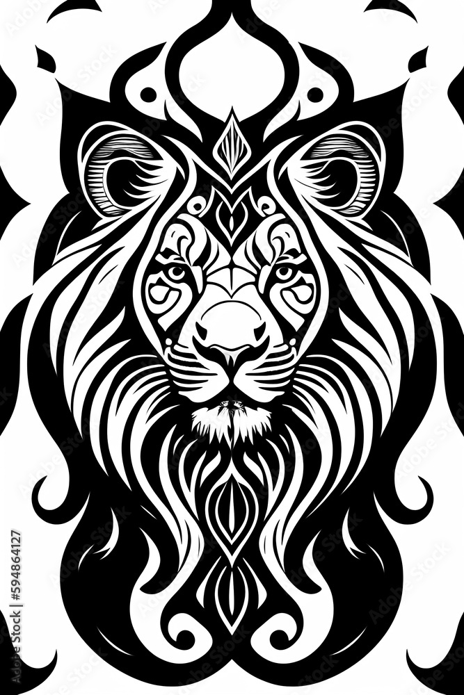 Portrait Silhouette Sketch drawing of a lion, Drawing of Lion, Engraving style Wild animals Vector illustration Portrait, , Lion Head profile, Lion Portrait isolated on a transparent background 