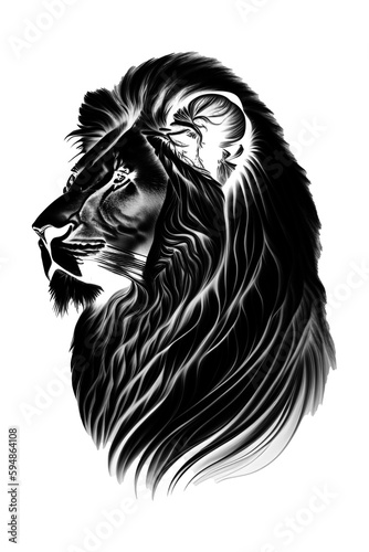 Charcoal Portrait Sketch drawing of a lion, Drawing of Lion, Engraving style Wild animals Vector illustration Portrait, , Lion Head profile, Lion Portrait isolated on a transparent background, Logo  © CreativeForCreators