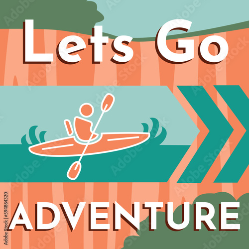 Lets go adventure splashing whitewater kayak and red rocks canyon 