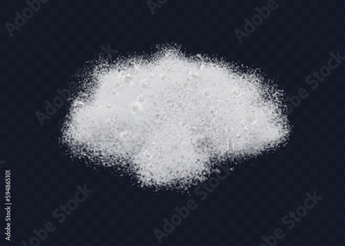 Beer foam isolated on transparent background. White soap froth texture with bubbles, seamless border, foamy frame. Sea or ocean wave, laundry cleaning detergent spume, realistic 3d vector illustration