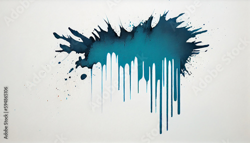 Generative AI  Abstract Blue Paint Strokes on White Canvas