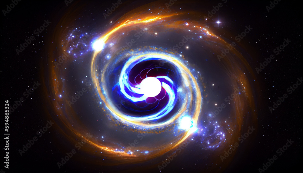 Generative AI, Blue and White Galaxy with Shining Stars Generative AI, Blue and White Galaxy with Shining Stars