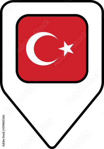 Free Download Turkey flag map pin navigation icon, square design. - GFXLoad