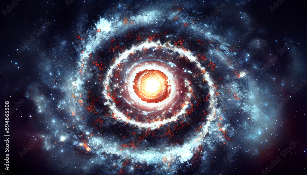 Generative AI, Blue and White Galaxy with Shining Stars Generative AI, Blue and White Galaxy with Shining Stars