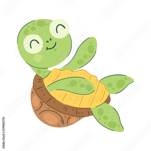 Happy turtle mascot illustration