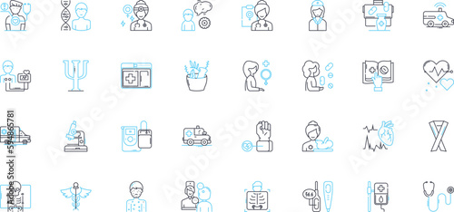 Clinical services linear icons set. Behavioral, Addiction, Diagnosis, Treatment, Psychiatry, Psychology, Counseling line vector and concept signs. Therapy,Assessment,Evaluation outline Generative AI