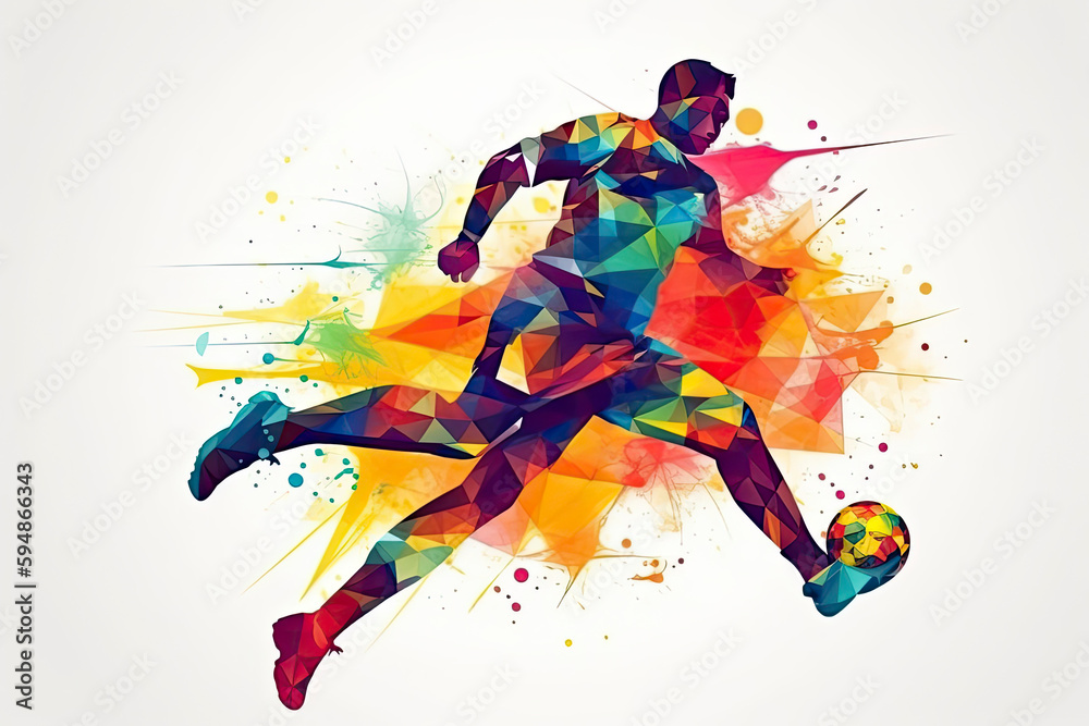 Obraz premium colorful abstract soccer player kicking the ball
