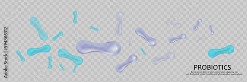 Probiotics Bacteria Vector illustration. Biology, Science background