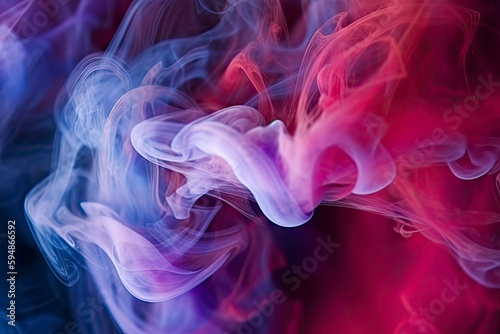 Dramatic smoke and fog in contrasting vivid red  blue  and purple colors. Vivid and intense abstract background