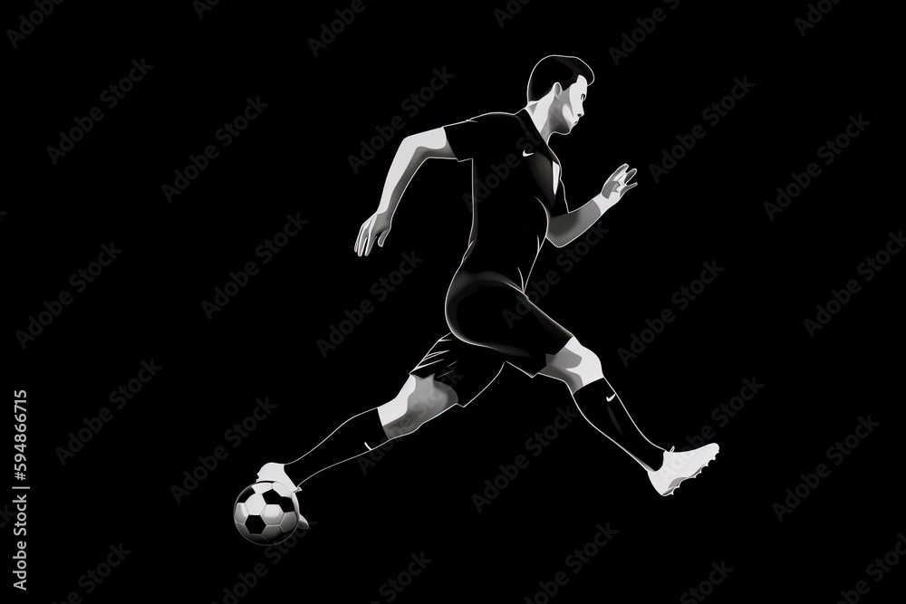 football soccer player man in action isolated black background