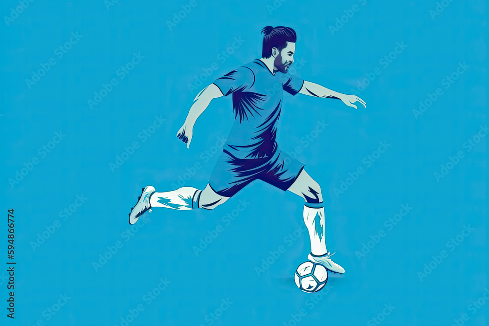 Fototapeta premium football soccer player man in action isolated blue background
