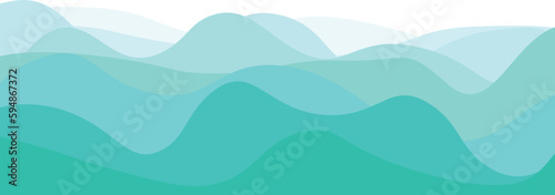 Soothing Aquamarine Waves - Minimalist Vector Banner with Fading Horizontal Waves into White Background