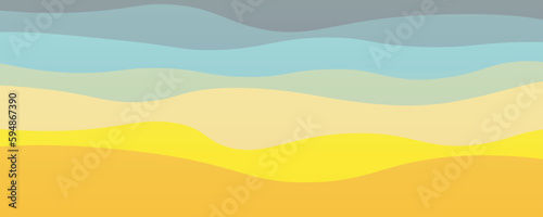 Vibrant Orange-Green Waves - Abstract Ocean and Sand Layered Design