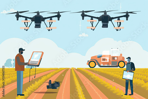 mix race farmers controlling agricultural drones sprayers quad copters flying to spray chemical fertilizers in greenhouse smart farming innovation technology concept horizontal