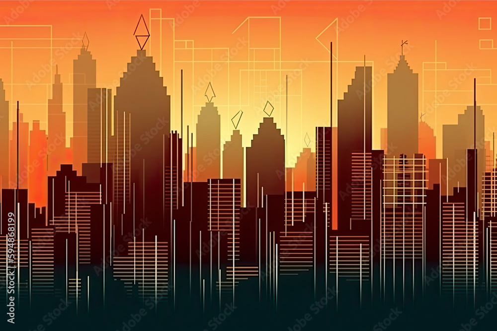 Stockmarket and investment theme background with City skyscraper