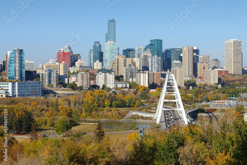Cityscape of Edmonton, Alberta, Canada, during the autumn season.	