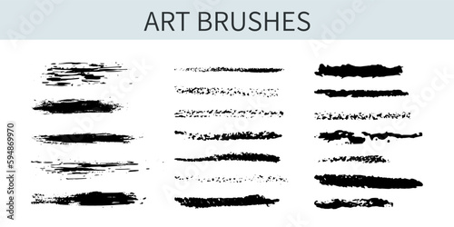 Set of vector grungy graphite pencil art brushes. Pencil texture of various shapes.