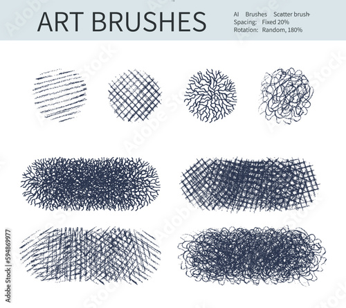 Collection of black brushes. Vector illustration. Isolated on white background.