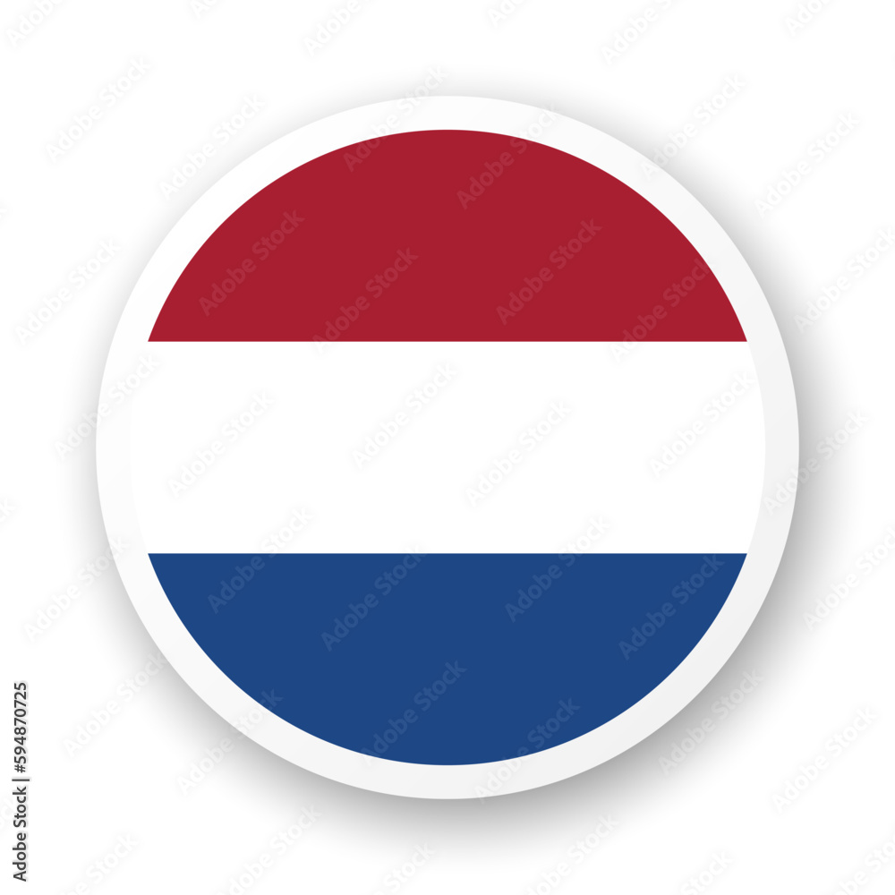 Flag of Netherlands flat icon. Round vector element with shadow underneath. Best for mobile apps, UI and web design. Flag of Netherlands flat icon. Round vector element with shadow underneath. Best for mobile apps, UI and web design.