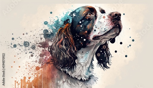 Cute Spaniel Illustration made with Generative AI technology
