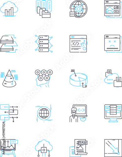 Budget management linear icons set. Planning, Tracking, Analysis, Control, Forecasting, Allocation, Savings line vector and concept signs. Prioritization,Optimization,Reporting outline Generative AI
