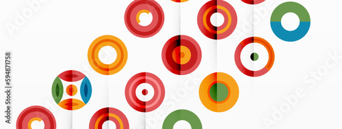 Colorful circles in a grid composition abstract background. Design for wallpaper, banner, background, landing page, wall art, invitation, prints, posters