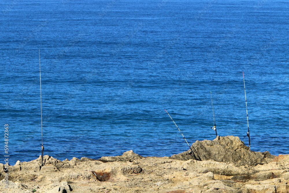 Coast of the Mediterranean Sea in northern Israel. Coast of the Mediterranean Sea in northern Israel.
