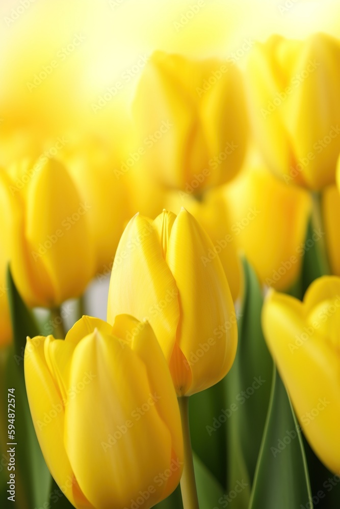 Naklejka premium Yellow tulip background. Generative AI.