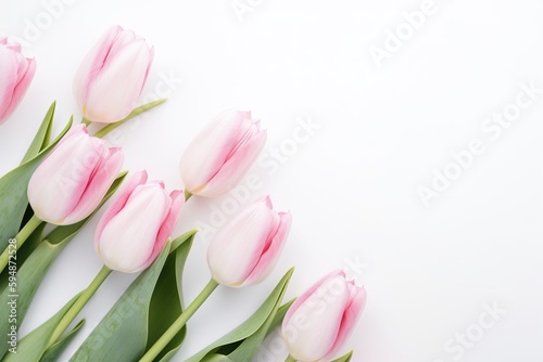 Pink tulip background. Generative AI.