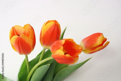 Orange tulip background. Generative AI.