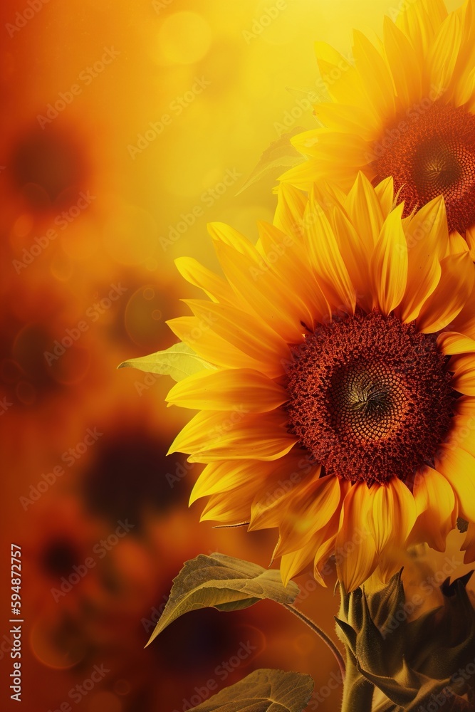 Naklejka premium Beautiful sunflower background. Generative AI.