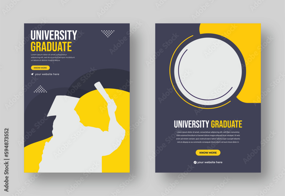 Happy graduation web banner template vector de Stock Adobe Stock