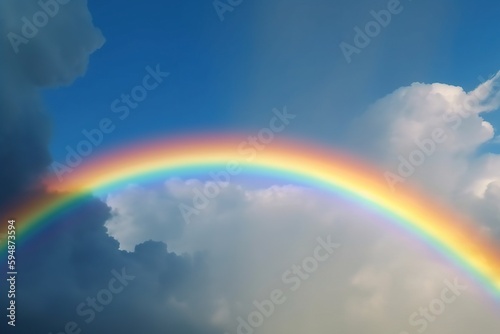 A rainbow appearing in the sky after a rainstorm. Generative AI.