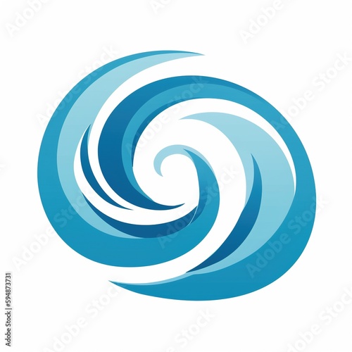 A logo with blue, swirling waves in the water. Generative AI.