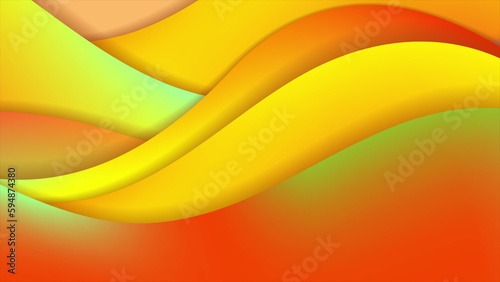 Green and orange autumn colors abstract wavy background