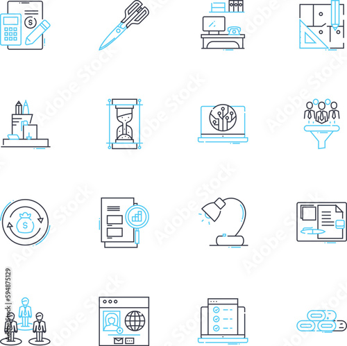 Creative agency linear icons set. Inspiration, Imagination, Innovation, Design, Artistry, Vision, Conceptualization line vector and concept signs. Strategy,Collaboration,Branding outline Generative AI