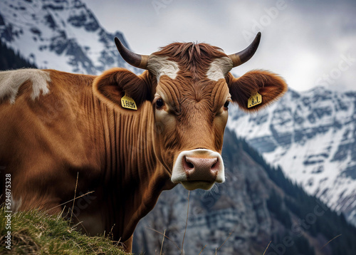 A Swiss Mountain Cow - generative AI