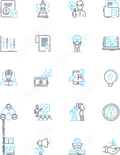 Corporate entity linear icons set. Business, Organization, Company, Enterprise, Corporation, Industry, Partnership line vector and concept signs. Institution,Conglomerate,Holding outline Generative AI